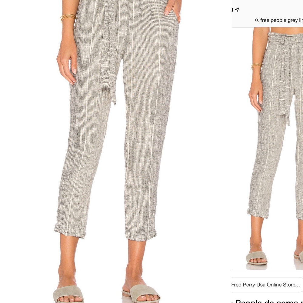 FREE PEOPLE grey linen paperbag pants